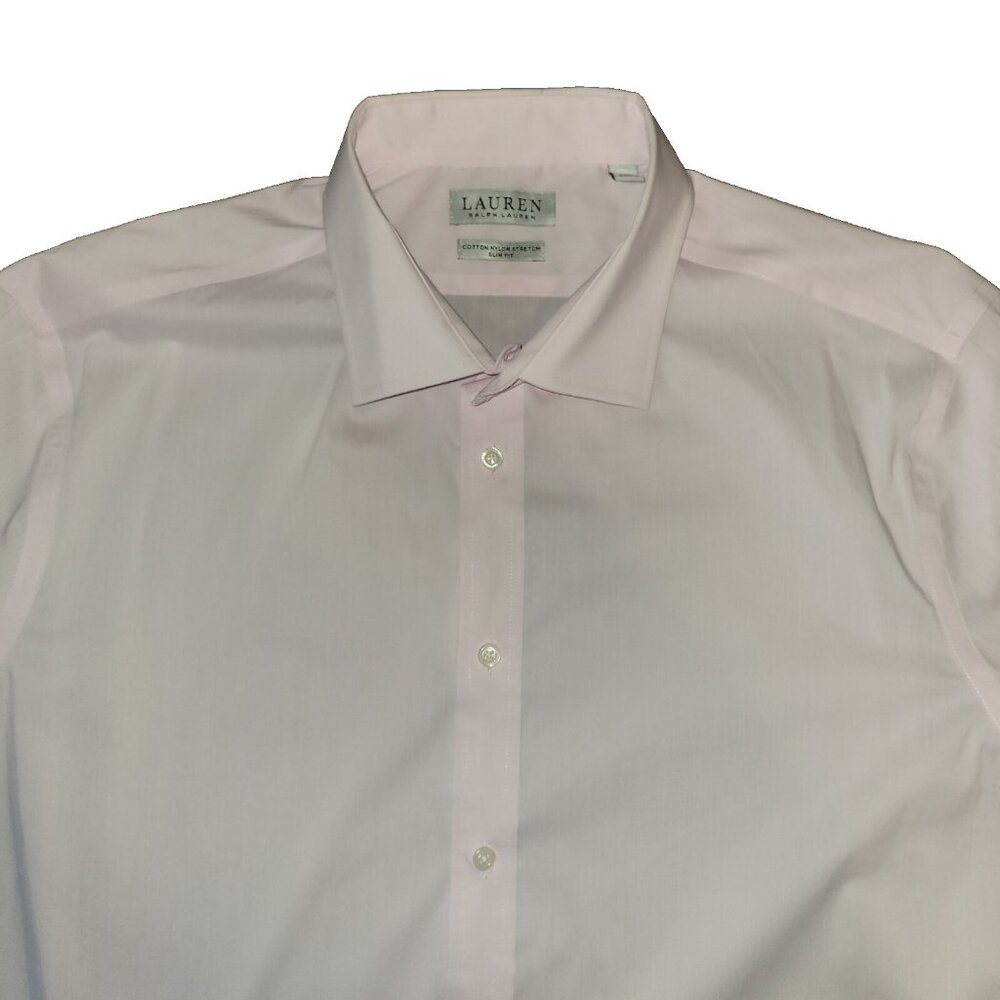 Lauren Ralph Lauren Dress Shirt Mens XL Cotton Nylon Stretch Slim Fit Pink LS
